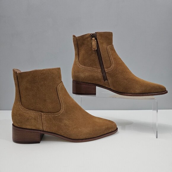 NEW Cole Haan Naia Ankle Bootie Womens 8 Golden Toffee Suede Western Cowgirl - Picture 3 of 14